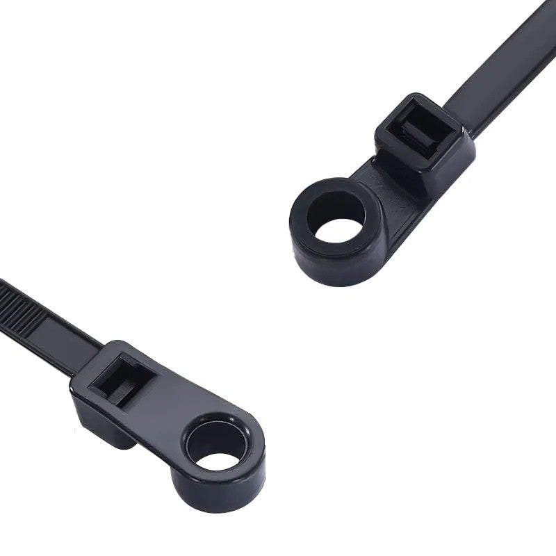 Set 100 x Mountable Head Plastic Cable Tie, 5 x 150mm, Black
