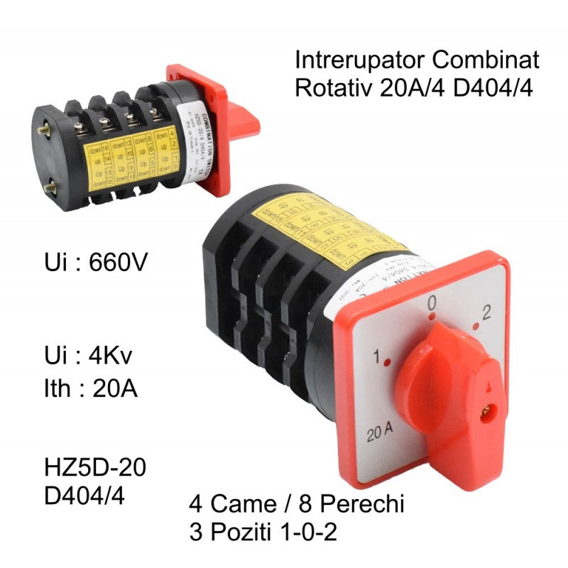 Rotary Switch 4 Cams 1-0-2 / 20A - D404/4