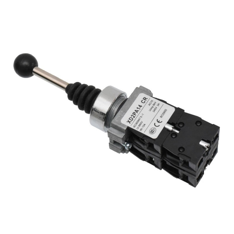 Joystick Controller, 4-Position, Latching, 22mm Mounting Diameter, Metal, 3A