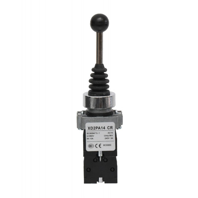 Joystick Controller, 4-Position, Latching, 22mm Mounting Diameter, Metal, 3A