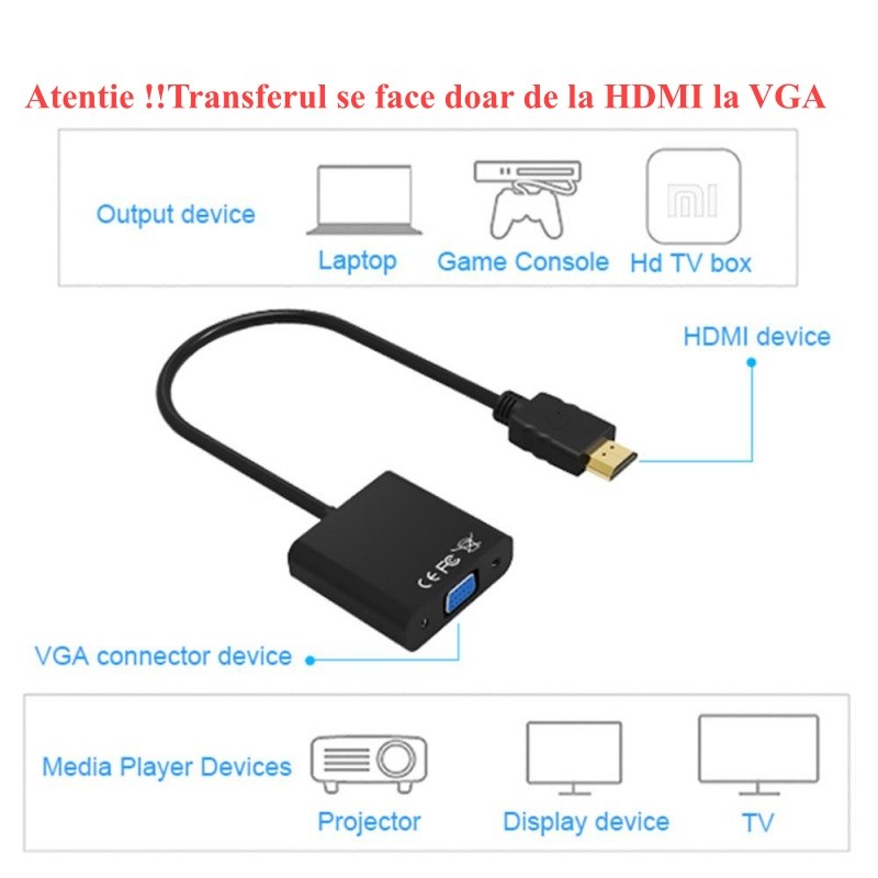 HDMI to VGA Video Converter + Jack