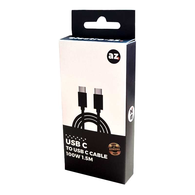 USB C - USB C Cable 100W PD, Fast Charging, 1.5M Black, ElectroAZ