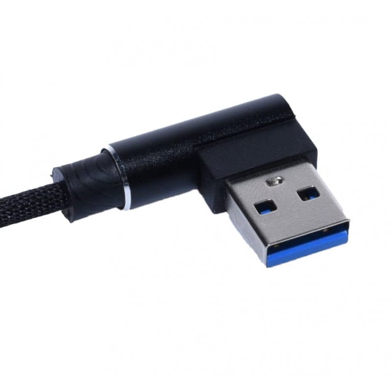 USB to microUSB Data Cable with 90-Degree Angle Connector, Black, 1m