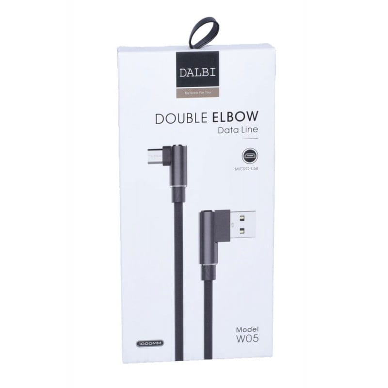 USB to microUSB Data Cable with 90-Degree Angle Connector, Black, 1m