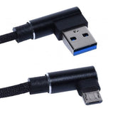 USB to microUSB Data Cable with 90-Degree Angle Connector, Black, 1m