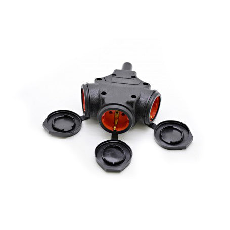 Rubberized Y Extension Plug with 3 Schuko Sockets