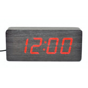 Large Digital Clock, Black Wood, Red LED