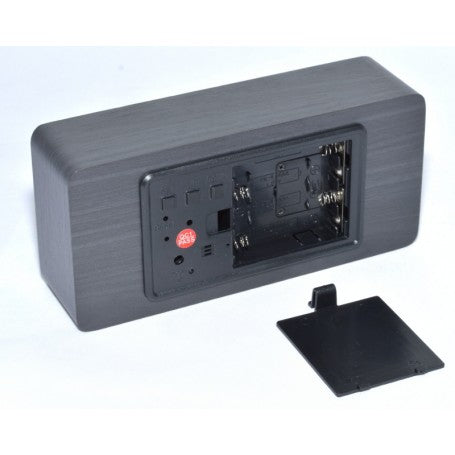Digital Clock in Black Wood, Green LED