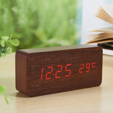 Wooden Digital Clock with Red LED 1299
