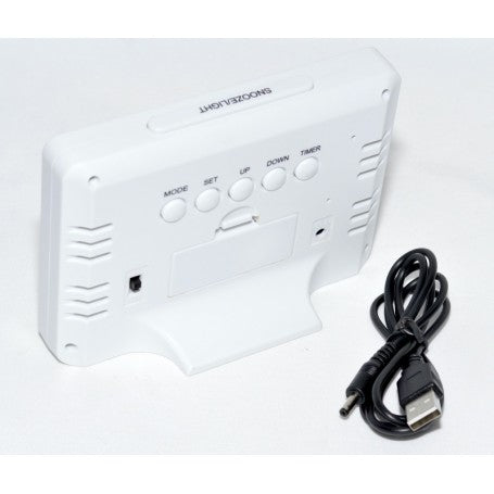White LCD Digital Clock, Alarm and Date