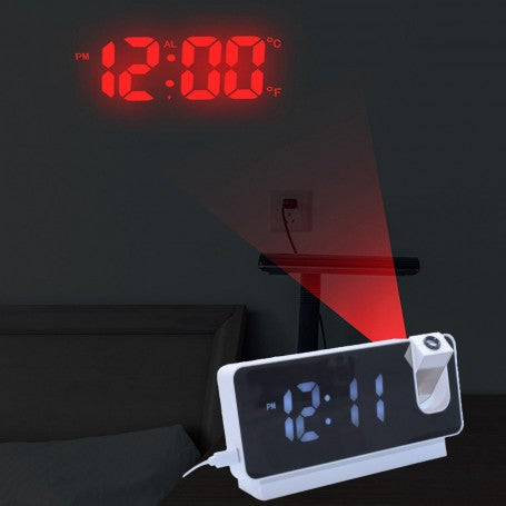 Clock with Projection and White LED Display