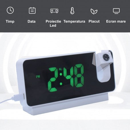 Clock with Projection and Green LED Display