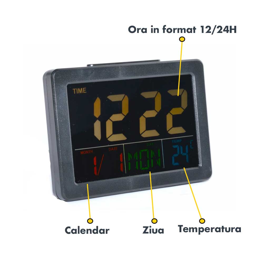 Electronic LCD Clock, Alarm, Black