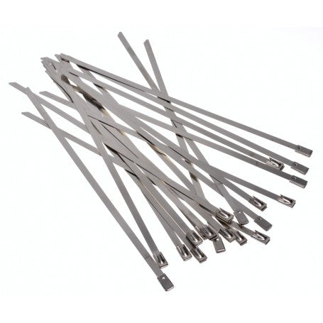 Set of 20 Stainless Steel Cable Ties, 4.6mm x 150mm, Grey