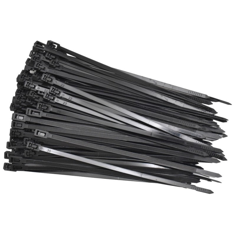 Set of 100x Reusable Plastic Cable Ties, 5x150mm, Black
