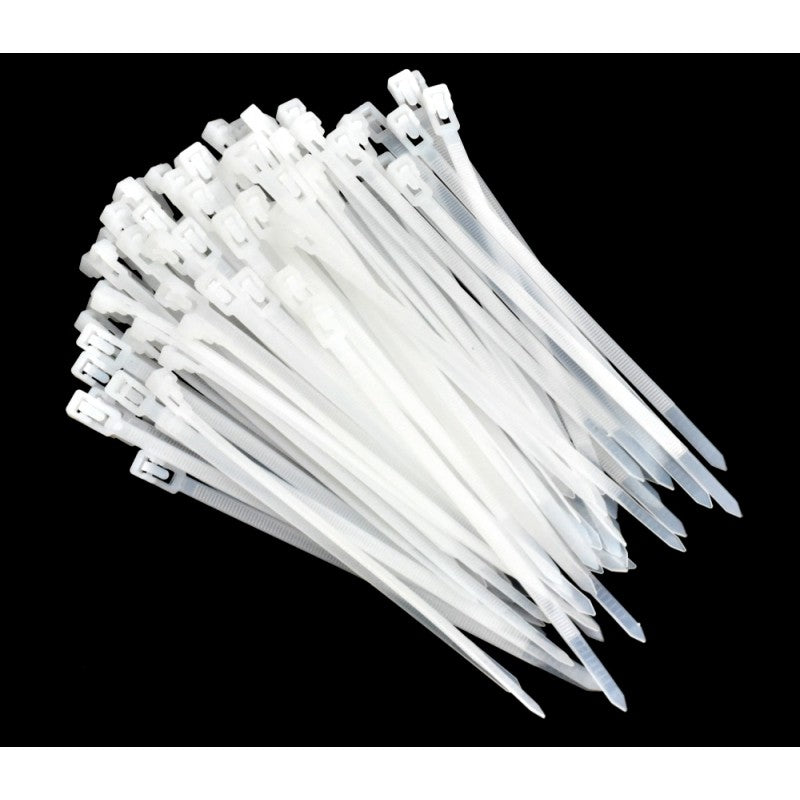 Set 100x Reusable Plastic Cable Tie, 5x200mm, White