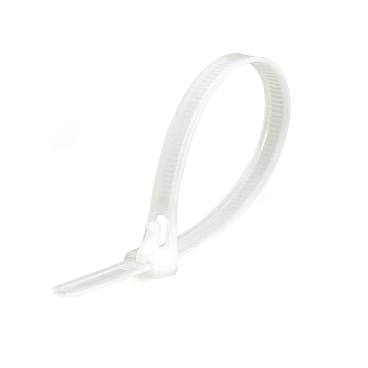 Set 100x Reusable Plastic Cable Tie, 5x200mm, White