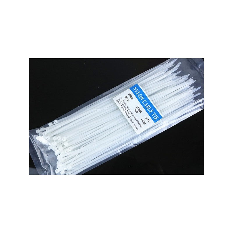 Set of 100 Plastic Cable Ties, 2.5mm x 150mm, White
