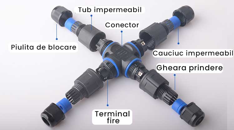 IP68 Waterproof Electrical Connector for 4 Cables - 2-pin, ElectroAZ