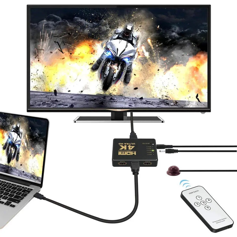 HDMI Switch, 4K Ultra HD, 5 in 1, Remote Control, ElectroAZ