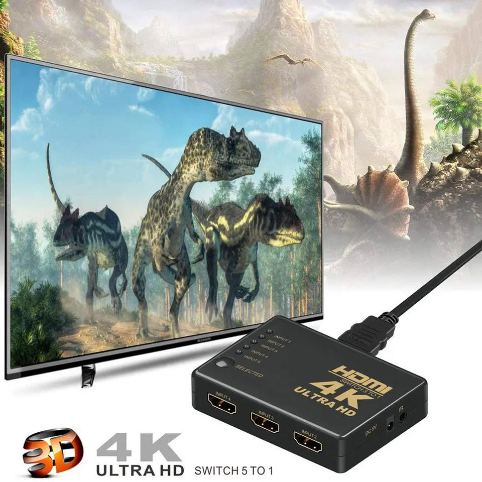 HDMI Switch, 4K Ultra HD, 5 in 1, Remote Control, ElectroAZ