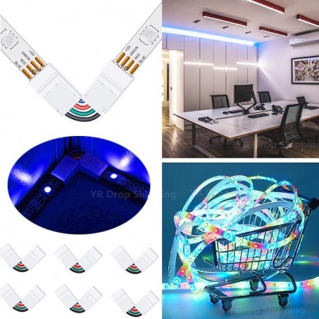 90-Degree Elbow Connector for RGB LED Strip, 4-Wire