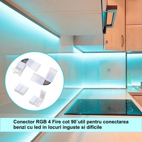 90-Degree Elbow Connector for RGB LED Strip, 4-Wire
