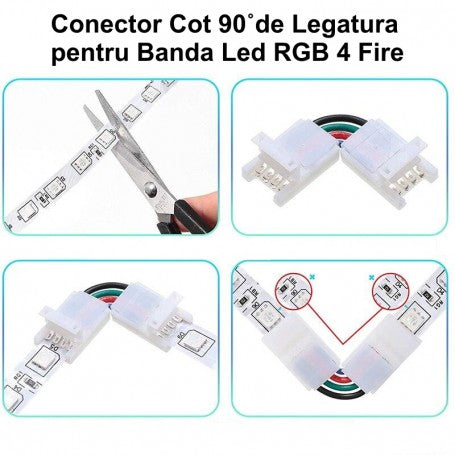 90-Degree Elbow Connector for RGB LED Strip, 4-Wire