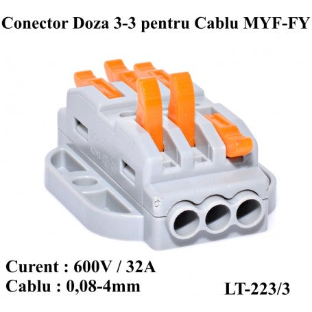 Junction Box Connector for Cable 3-3 LT-223/3, ElectroAZ