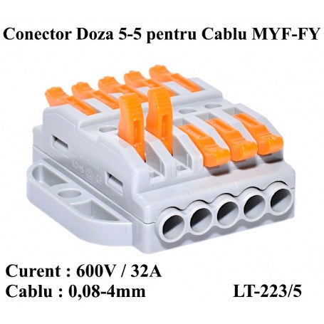 Junction Box Connector for Cable 5-5 LT-223/5, ElectroAZ
