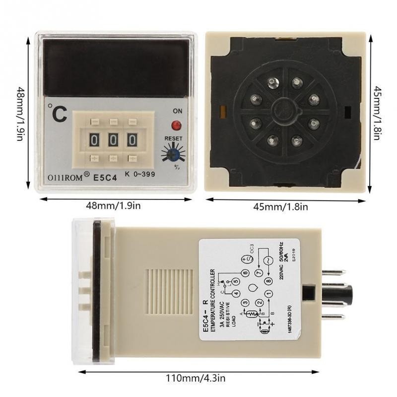 Digital Temperature Controller, Digital Display, E5C4 200/220V, K 0-399