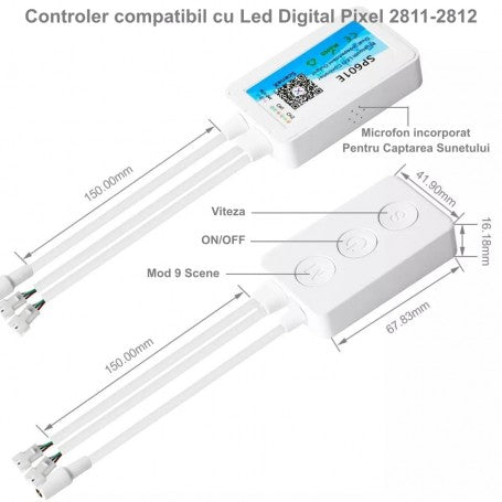 LED Pixel Controller with Bluetooth, 2-channel