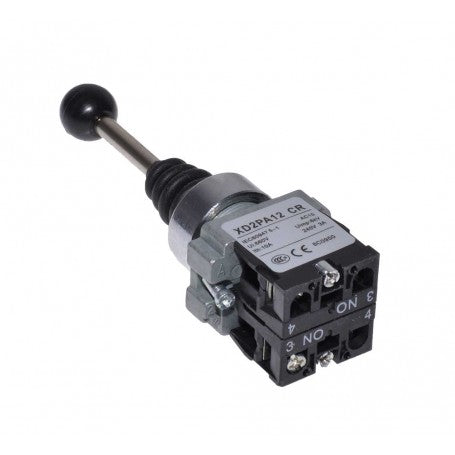 2-Position Latching Joystick Controller, 22mm Mounting Diameter, Metal, 3A