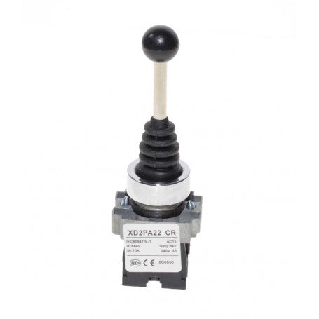 2-Position Joystick Controller with Spring Return, 22mm Mounting Diameter, Metal, 3A