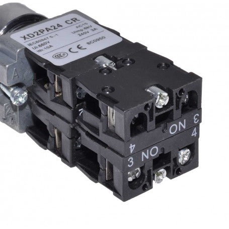 4-Position Lever Controller with Return, Joystick Type, 22mm Mounting Diameter, Metallic, 3A