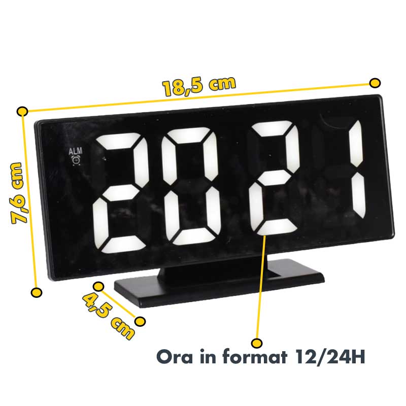Modern White LED Room Clock, Alarm