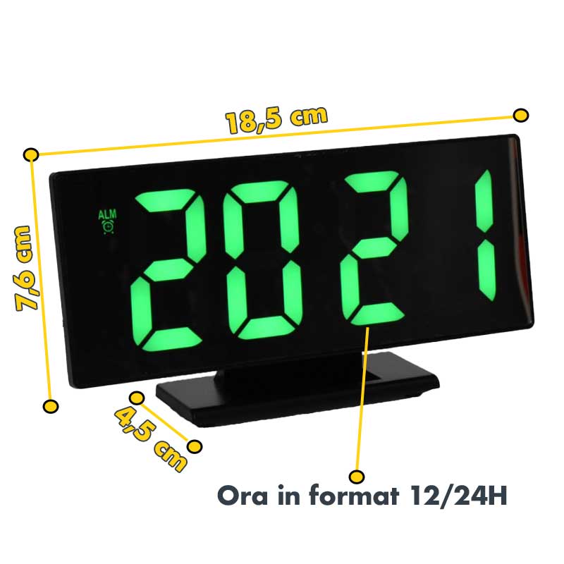 Modern Clock with Green LED and Alarm