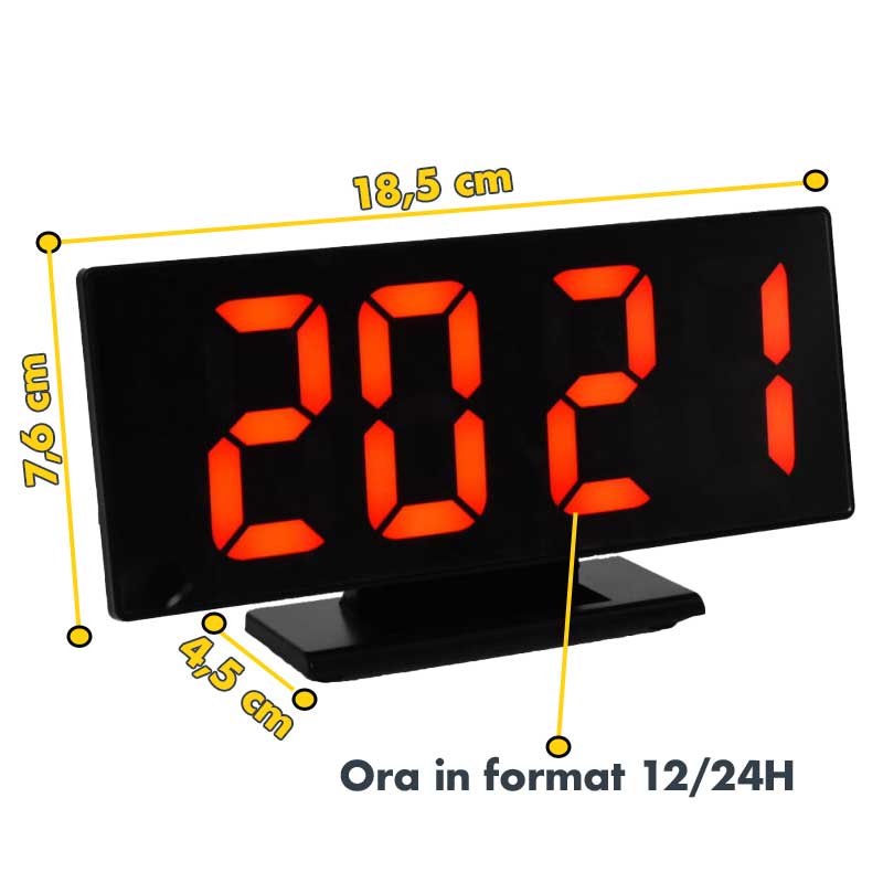 Modern Room Clock with Red LED, Alarm