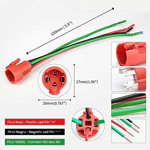19mm Metal Push Button with Latch, 220V - 10A, Red LED, ElectroAZ