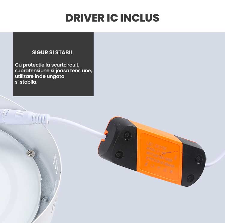 Round LED Surface-Mounted Light, Driver IC included, Power 24W, ElectroAZ