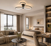 Plafoniera LED 84W forma trifoi, montaj tavan, 4000 lm, lumina reglabila, instalata in dormitor modern