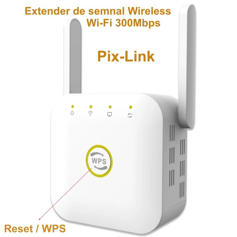 Wireless N Extender 2 Antennas 300Mbps, Pix-Link WPS