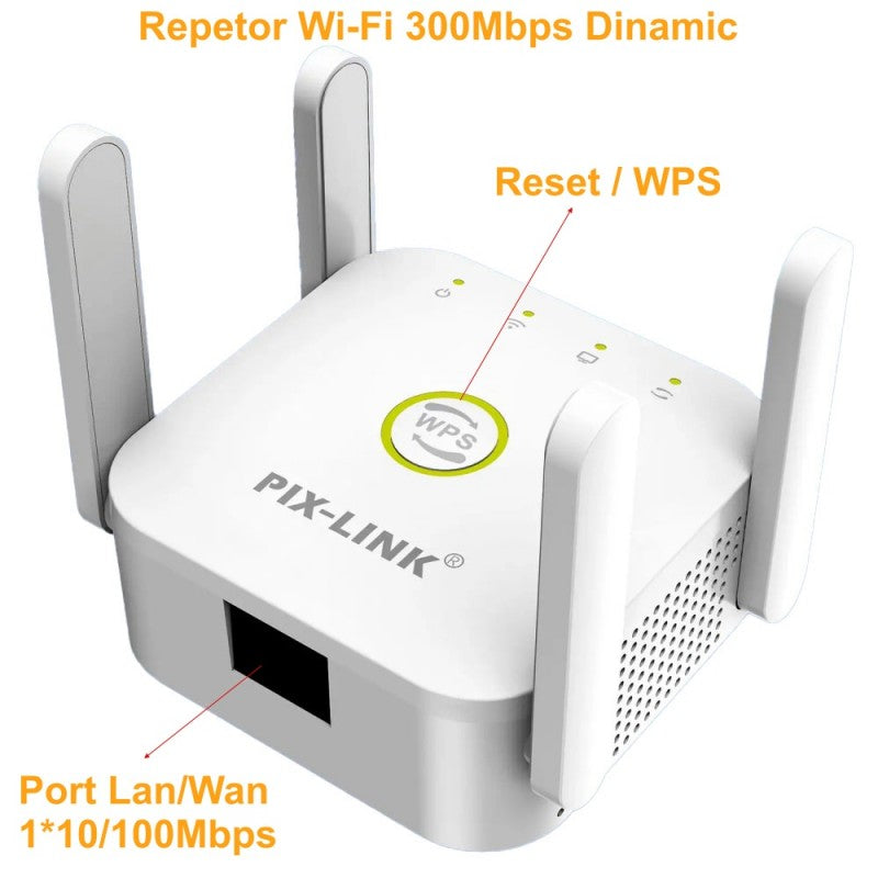 Wireless N Extender 4 Antennas 300Mbps, Dynamic Pix-Link WPS / WR24Q
