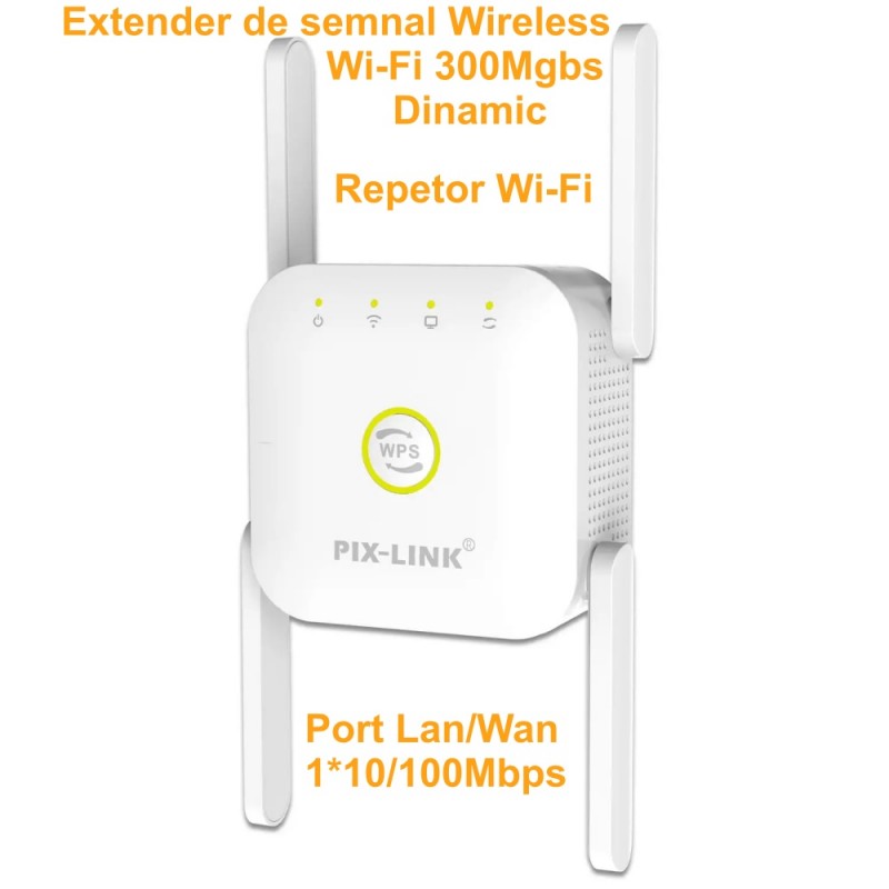 Wireless N Extender 4 Antennas 300Mbps, Dynamic Pix-Link WPS / WR24Q