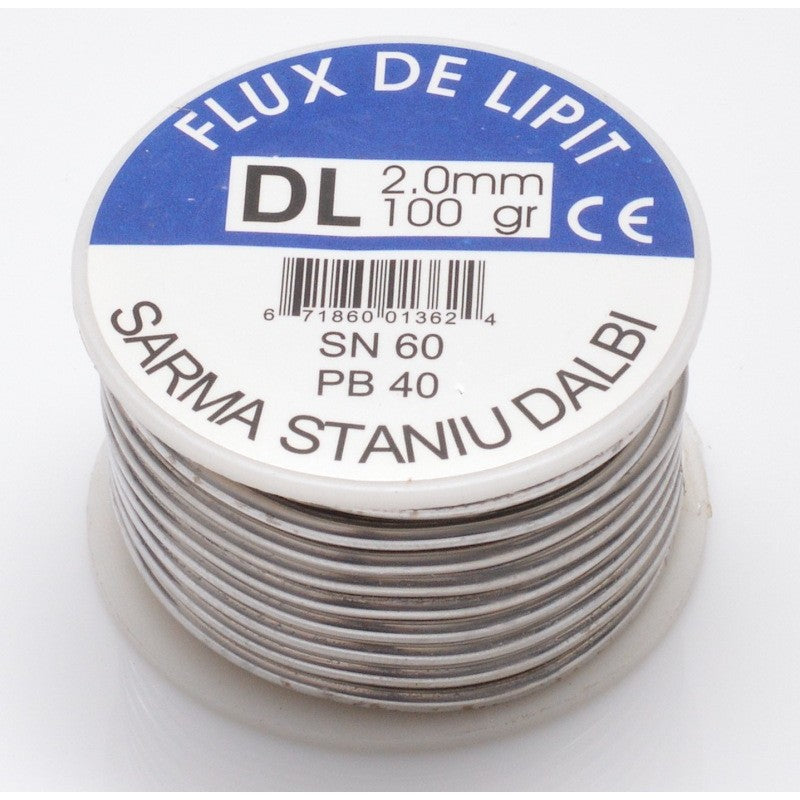 Solder wire with paste, 100g - 2mm, SN60/PB40