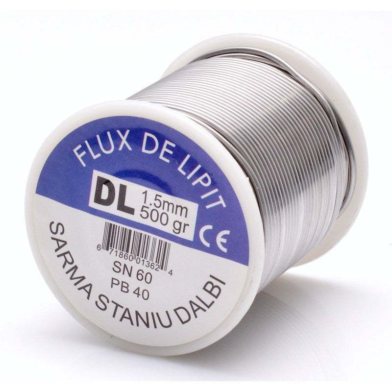 Solder Wire with Paste, 500g - 1.5mm, SN60/PB40