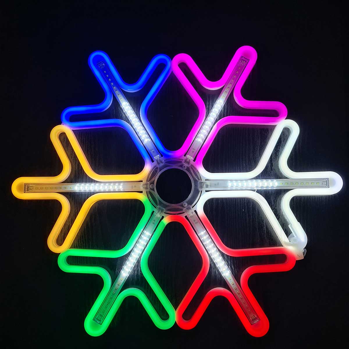 LED Snowflake 60x60cm, 220V Power, Multicolor RGB