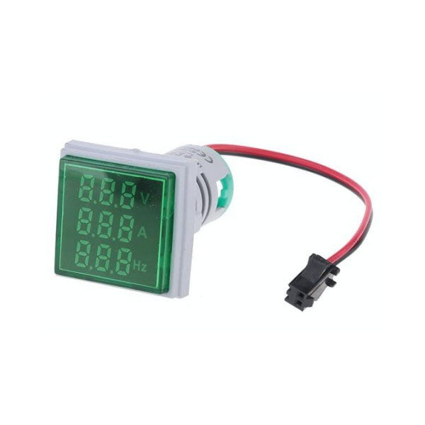 3-in-1 Digital LED Indicator: Voltmeter, Ammeter, Frequency, Green