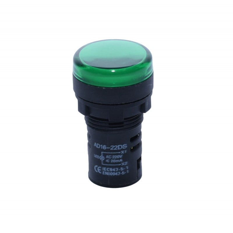 Indicator Lamp Voltage 220V, Matte Finish, Green
