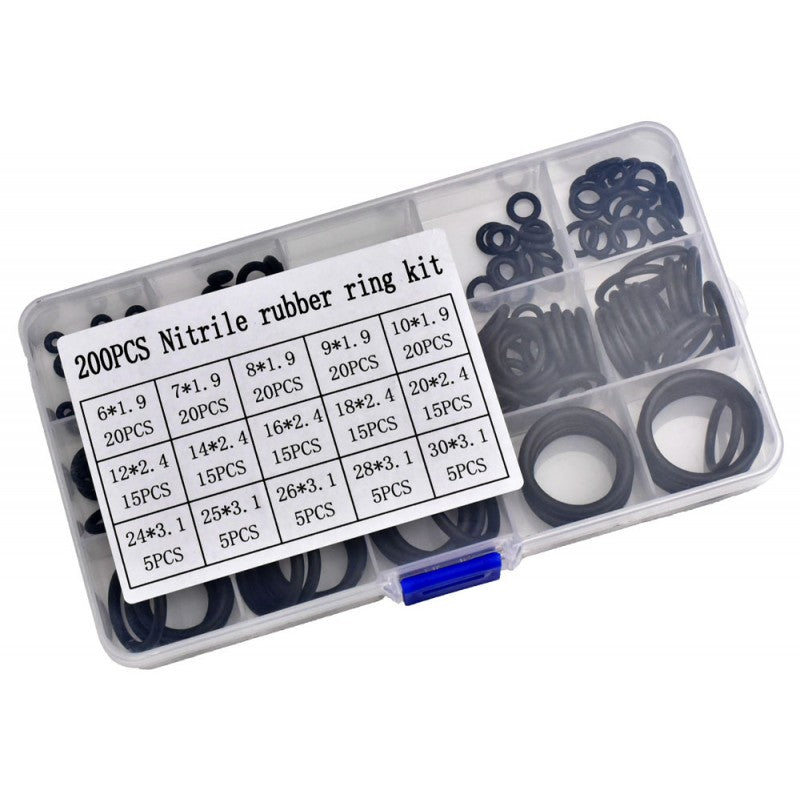 Nitrile Rubber O-Rings - 200 Pcs/Set